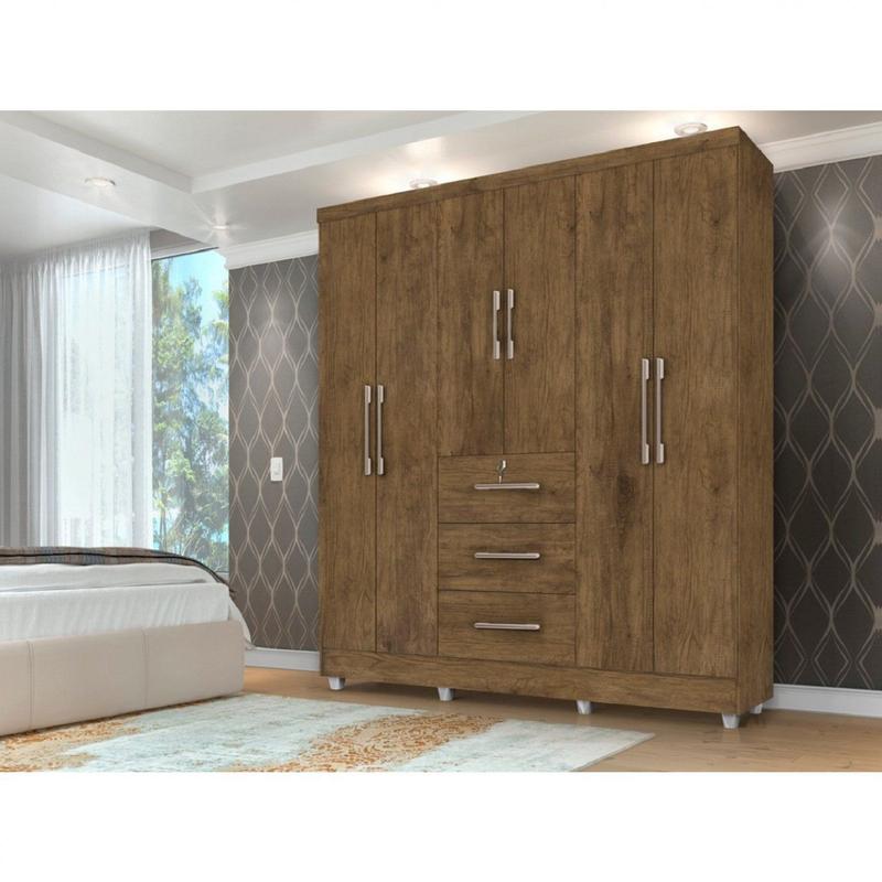 Guarda Roupa Casal 6 Portas 3 Gavetas Tokio - J&A Móveis - Guarda